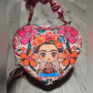 Vibrant Heart-Shaped Crossbody Bag with Floral Design